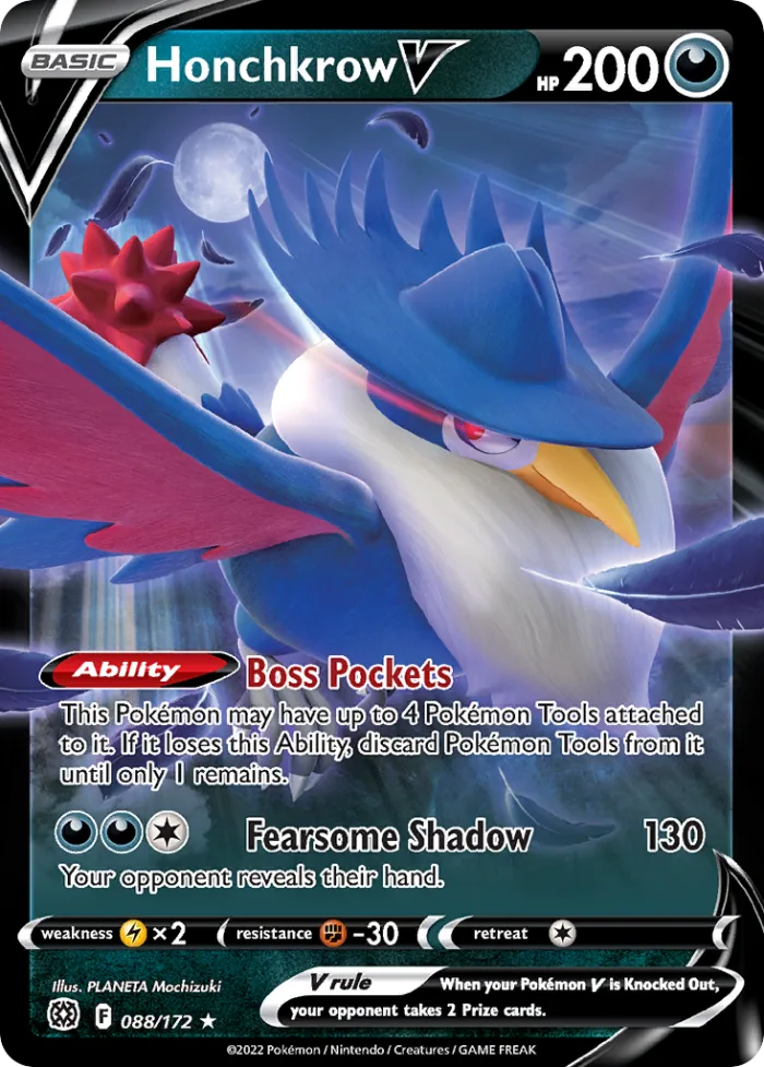 Honchkrow V #88 Brilliant Stars Pokemon card