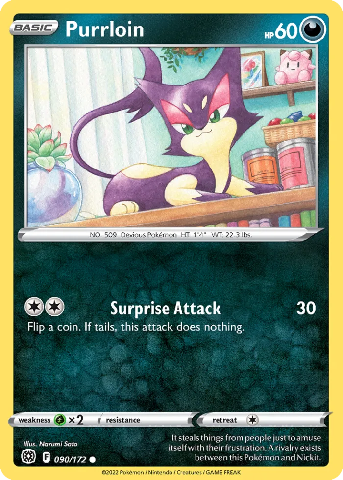 Purrloin #90 Brilliant Stars Pokemon card