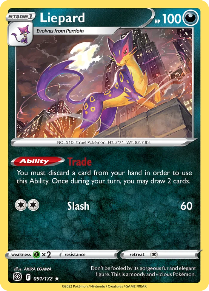 Liepard #91 Brilliant Stars Pokemon card