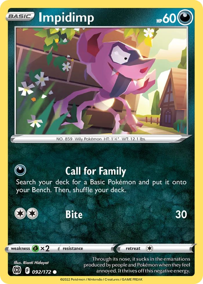 Impidimp #92 Brilliant Stars Pokemon card