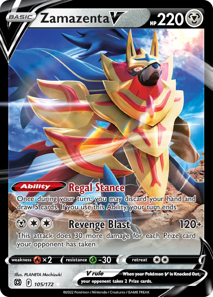 Zamazenta V #105 Brilliant Stars Pokemon card