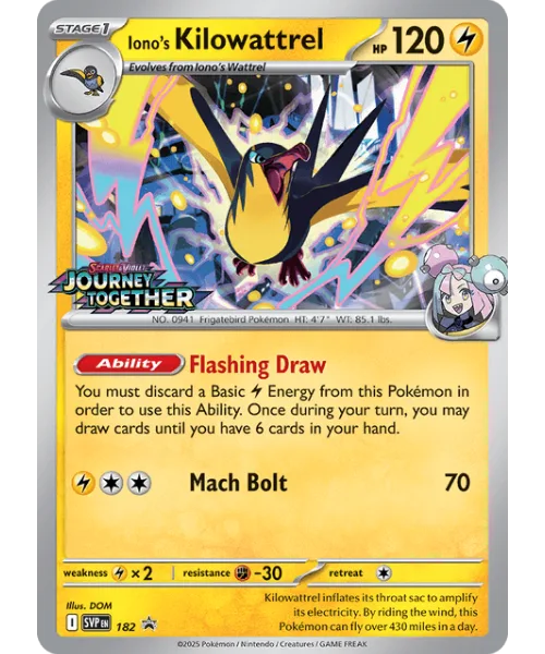 Iono's Kilowattrel #SVP 182 SV Black Star Promos Pokemon card