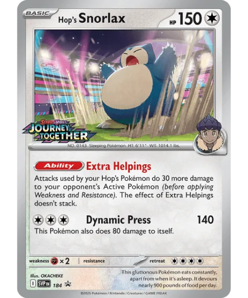 Hop's Snorlax #SVP 184 SV Black Star Promos Pokemon card