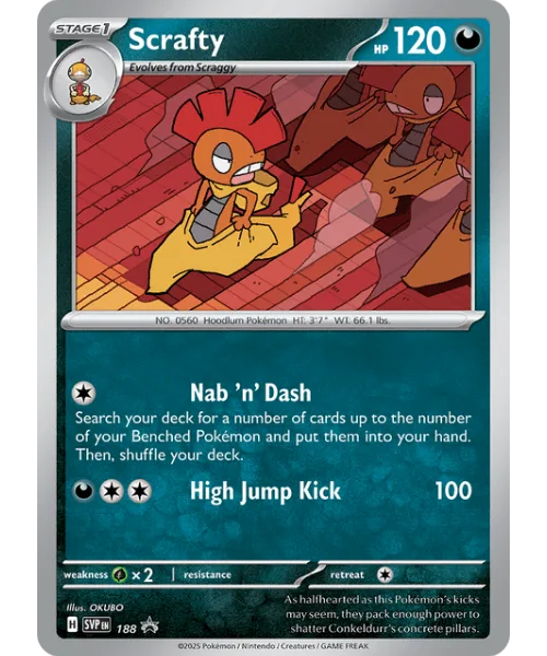 Scrafty #SVP 188 SV Black Star Promos Pokemon card