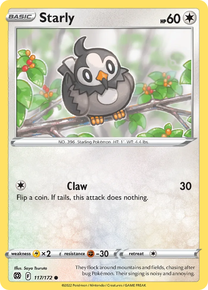 Starly #117 Brilliant Stars Pokemon card