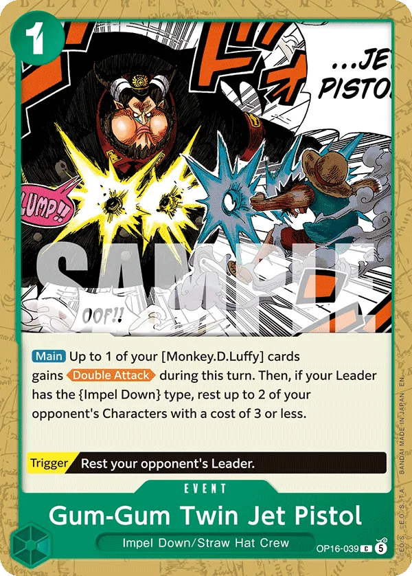 Gum-Gum Twin Jet Pistol #OP16-039 The Time of Battle One Piece card