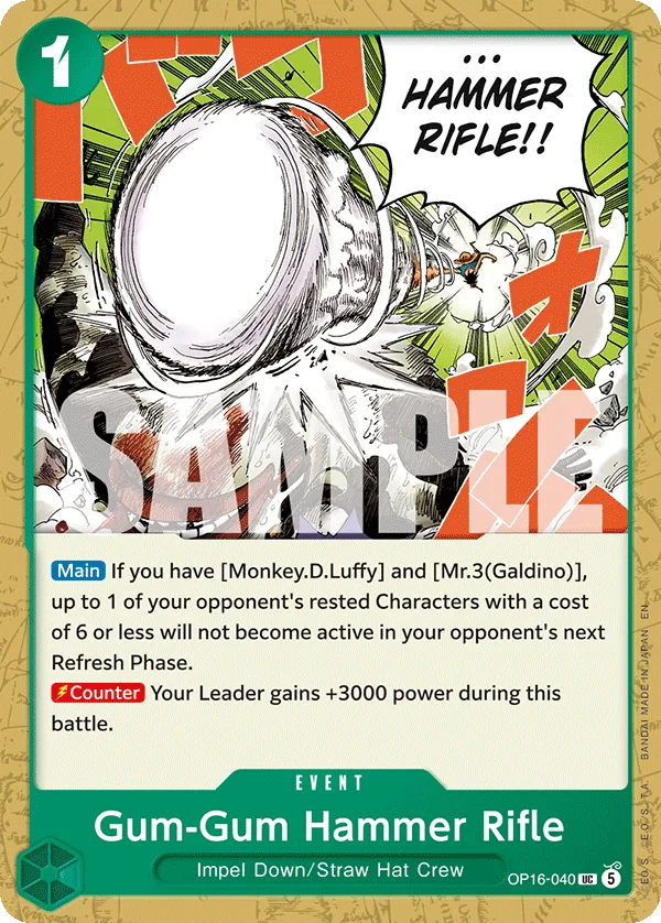 Gum-Gum Hammer Rifle #OP16-040 The Time of Battle One Piece card