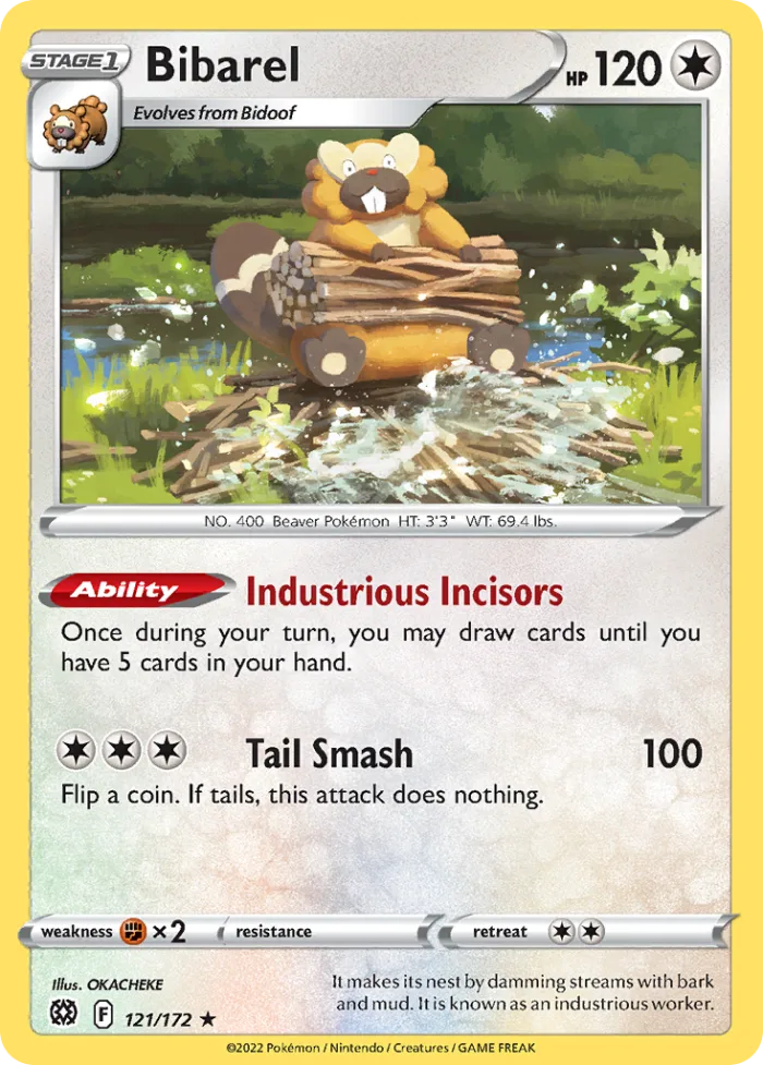 Bibarel #121 Brilliant Stars Pokemon card