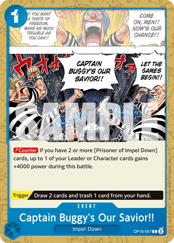 Captain Buggy's Our Savior!! #OP16-057 The Time of Battle One Piece card