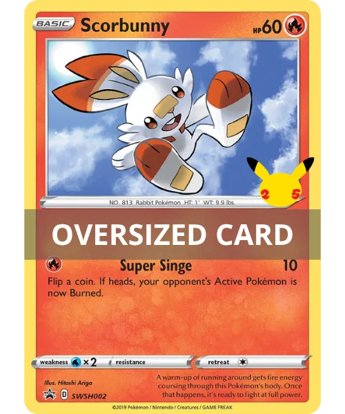 Scorbunny #SWSH002 Oversized SWSH Black Star Promos Pokemon card
