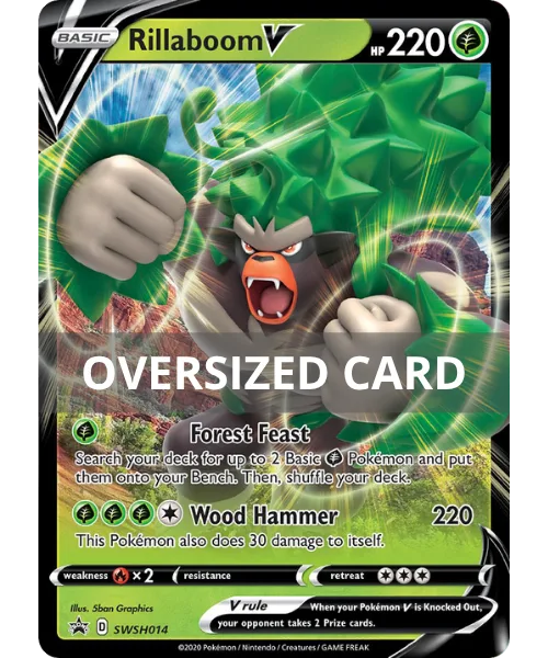 Rillaboom V #SWSH014 Oversized SWSH Black Star Promos Pokemon card