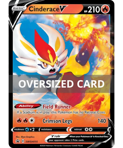 Cinderace V #SWSH015 Oversized SWSH Black Star Promos Pokemon card