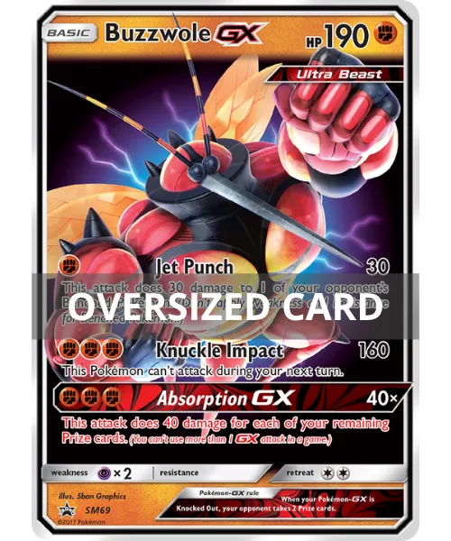 Buzzwole-GX #SM69 Oversized SM Black Star Promos Pokemon card