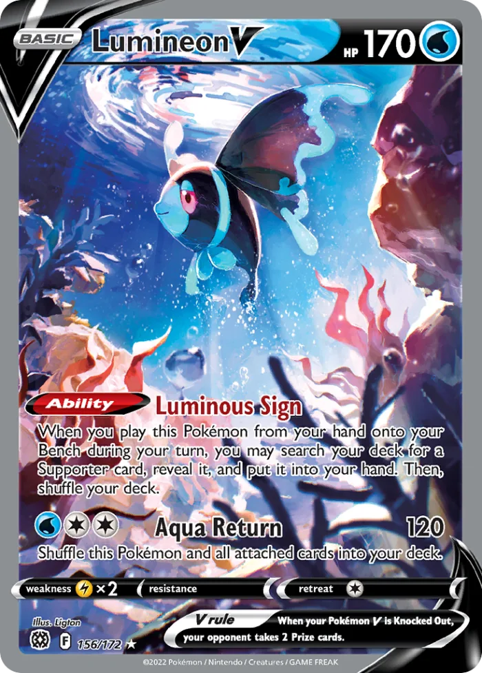 Lumineon V #156 Brilliant Stars Pokemon card