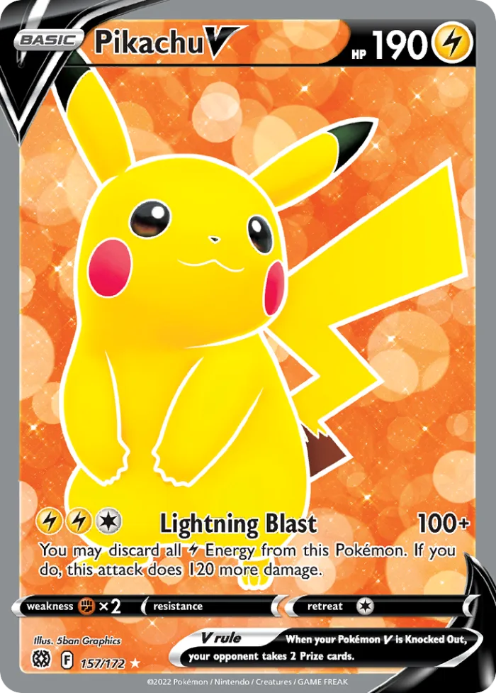 Pikachu V #157 Brilliant Stars Pokemon card