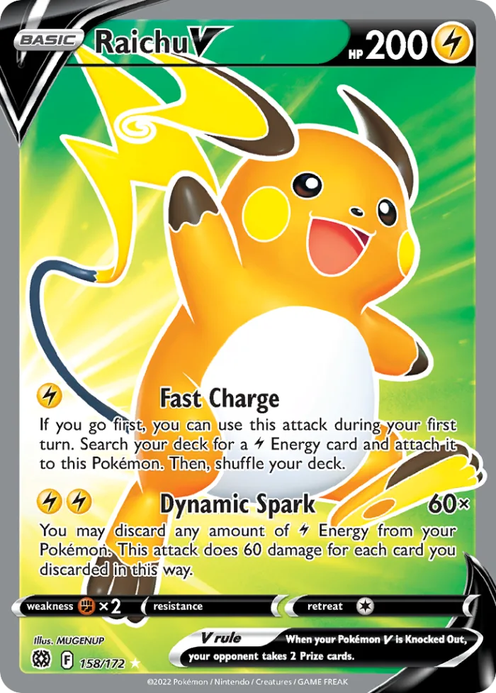Raichu V #158 Brilliant Stars Pokemon card
