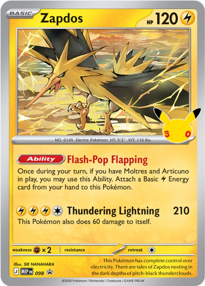 Zapdos #MEP 098 MEP Black Star Promos Pokemon card