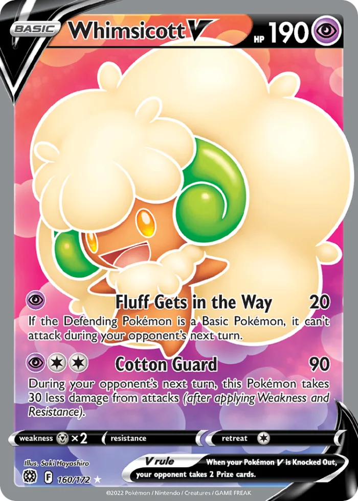 Whimsicott V #160 Brilliant Stars Pokemon card