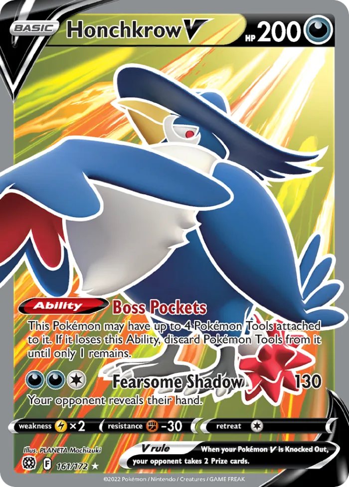 Honchkrow V #161 Brilliant Stars Pokemon card
