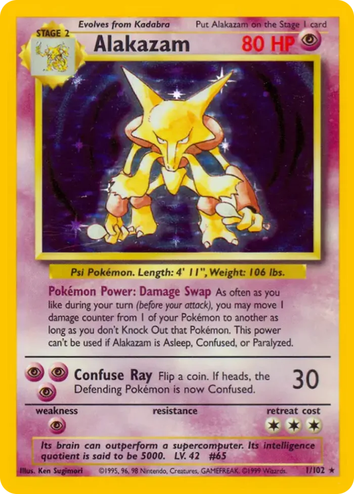 Alakazam #BS 1 Base Pokemon card
