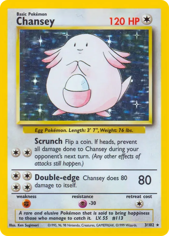 Chansey #BS 3 Base Pokemon card