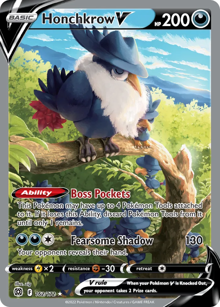 Honchkrow V #162 Brilliant Stars Pokemon card