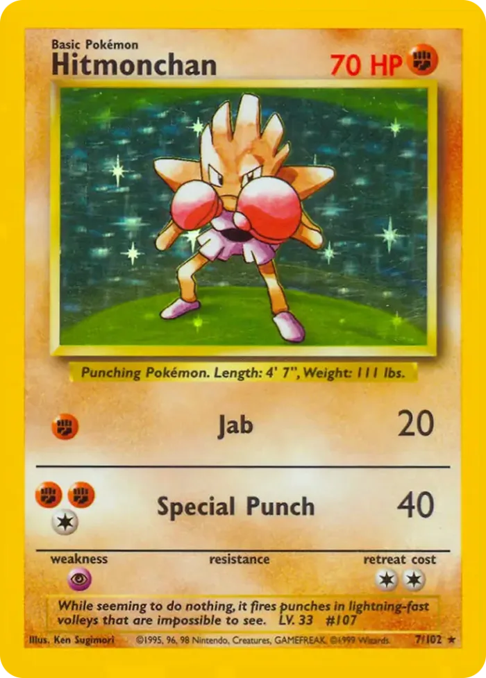 Hitmonchan #BS 7 Base Pokemon card