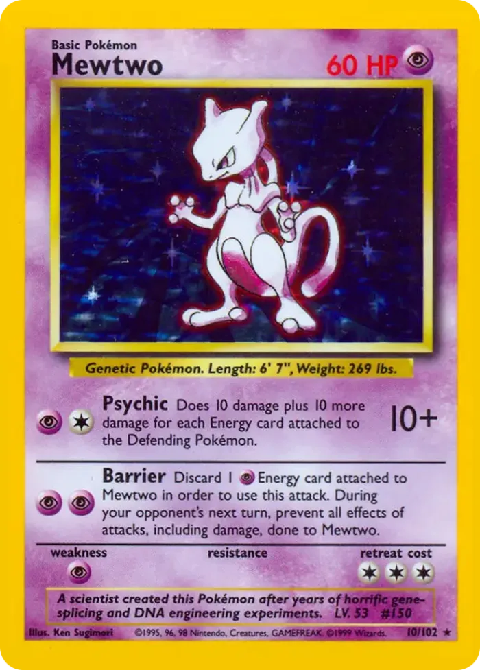 Mewtwo #BS 10 Base Pokemon card