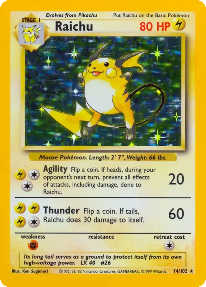 Raichu #BS 14 Base Pokemon card