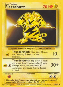 Electabuzz #BS 20 Base Pokemon card