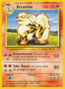 Arcanine #BS 23 Base Pokemon card