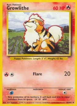 Growlithe #BS 28 Base Pokemon card