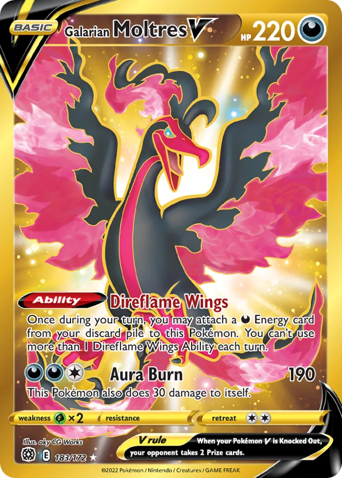 Galarian Moltres V #183 Brilliant Stars Pokemon card
