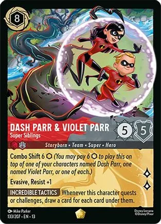 Dash Parr & Violet Parr #133 Attack of the Vine! Disney Lorcana card
