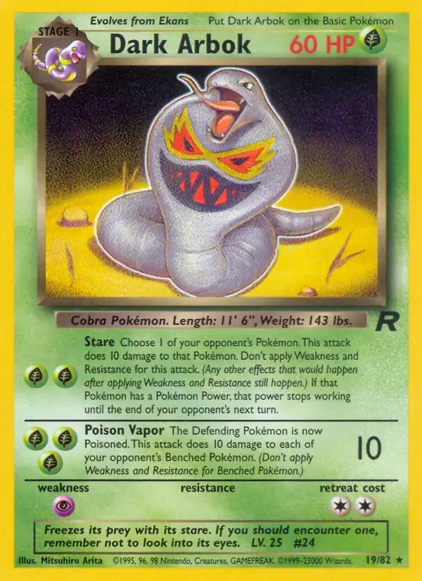 Dark Arbok #19 Uncommon Team Rocket Pokemon card