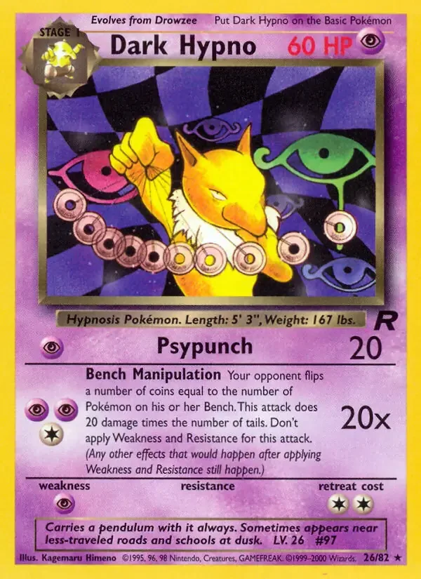 Dark Hypno #26 Holo Rare Team Rocket Pokemon card