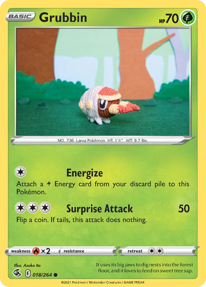 Grubbin #18 Fusion Strike Pokemon card