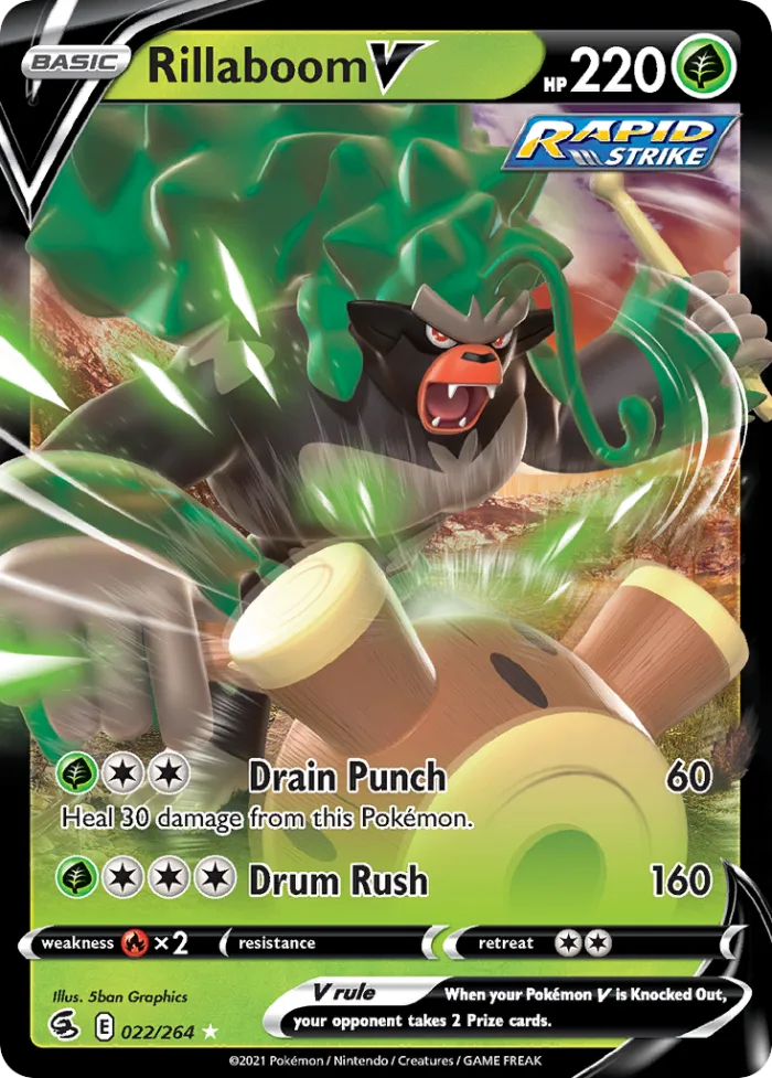 Rillaboom V #22 Fusion Strike Pokemon card