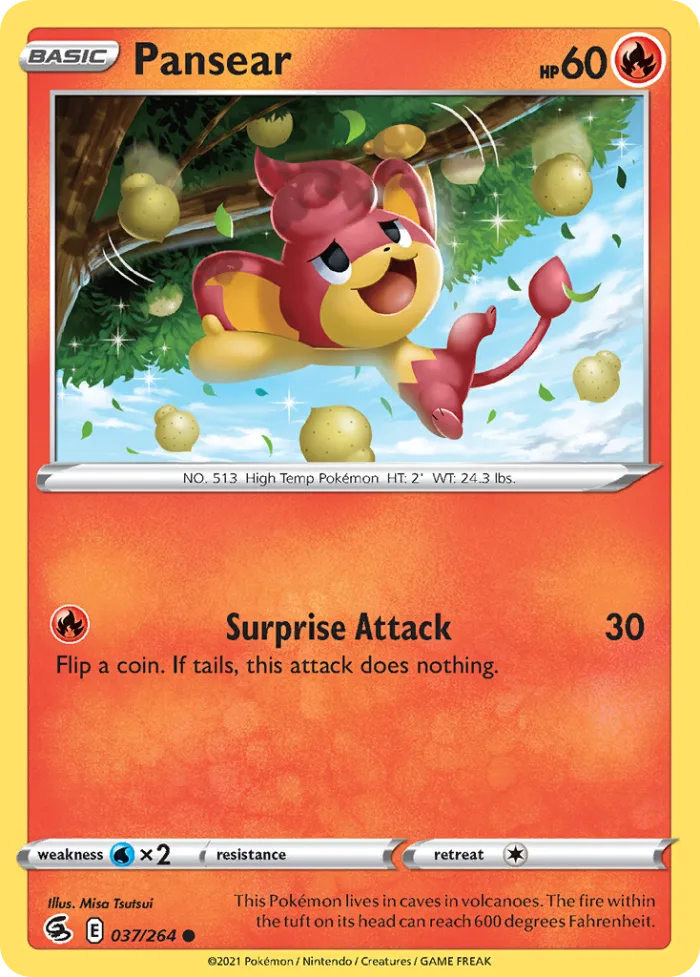 Pansear #37 Fusion Strike Pokemon card