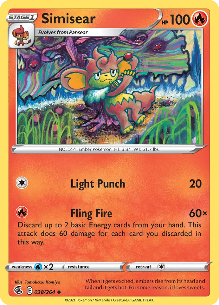 Simisear #38 Fusion Strike Pokemon card