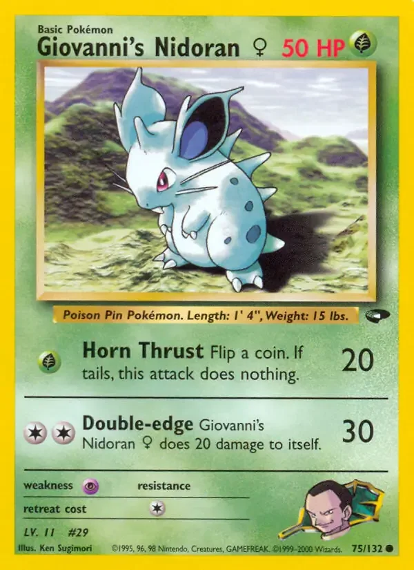 Giovanni's Nidoran \[F\] #75 Gym Challenge Pokemon card