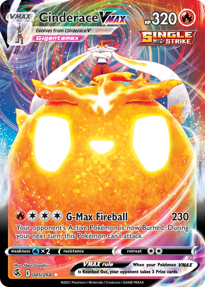 Cinderace VMAX #45 Fusion Strike Pokemon card