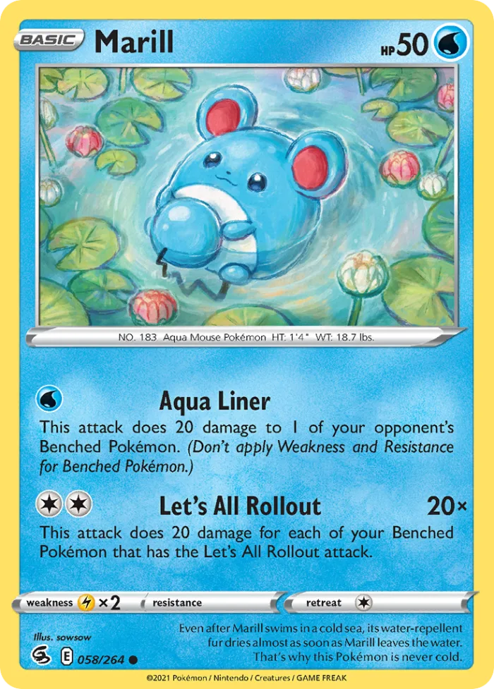 Marill #58 Fusion Strike Pokemon card