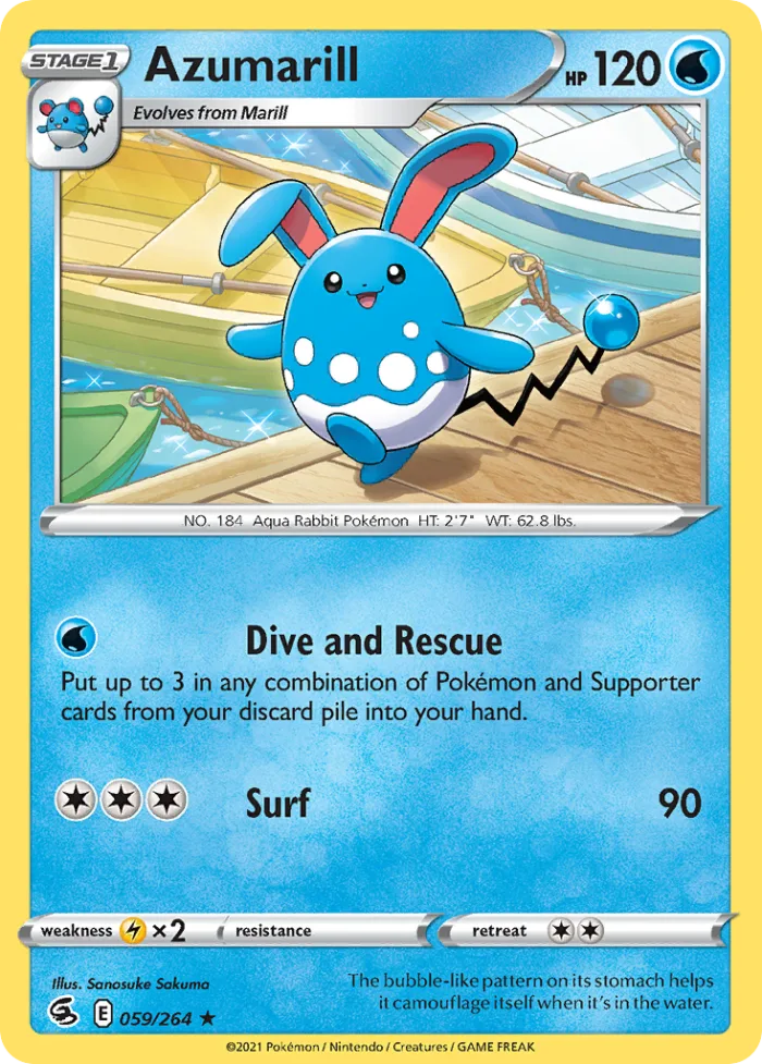Azumarill #59 Fusion Strike Pokemon card