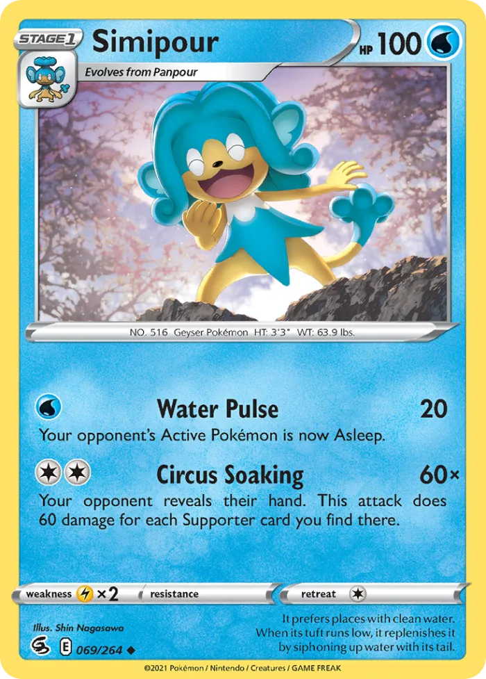 Simipour #69 Fusion Strike Pokemon card