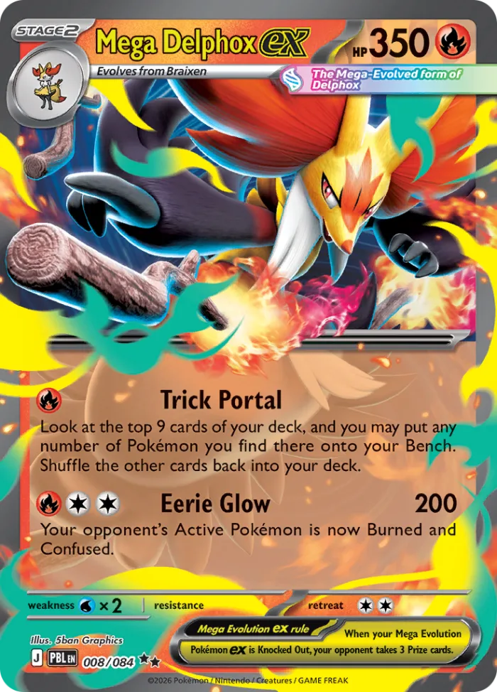 Mega Delphox ex #8 Pitch Black Pokemon card