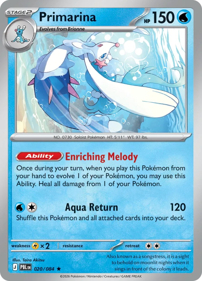 Primarina #20 Pitch Black Pokemon card