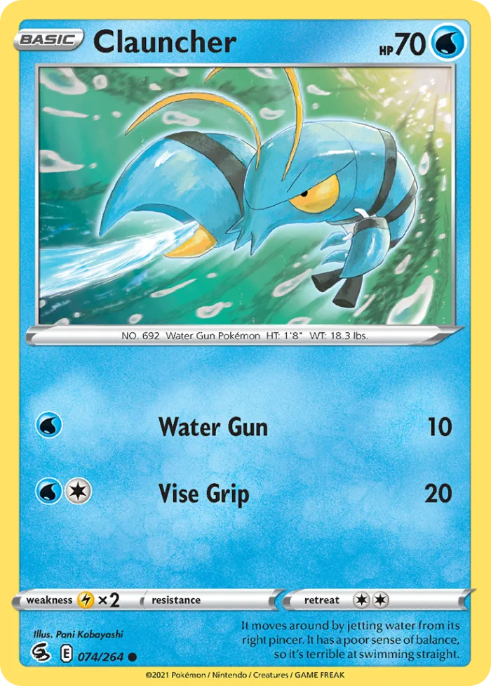 Clauncher #74 Fusion Strike Pokemon card