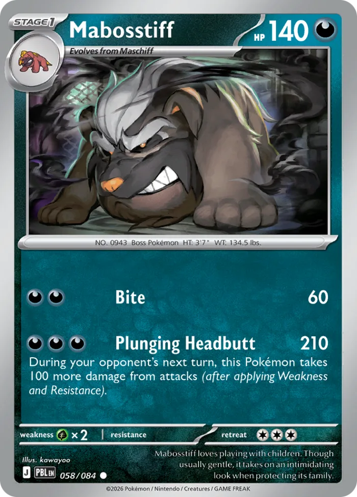 Mabosstiff #58 Pitch Black Pokemon card