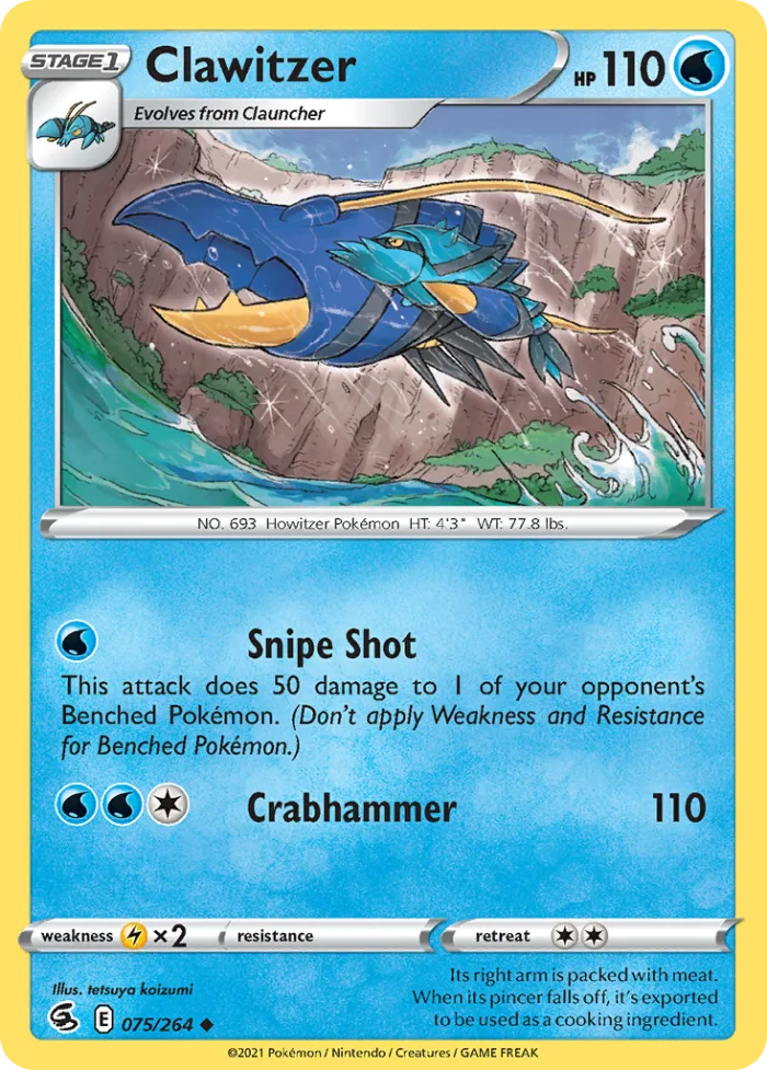 Clawitzer #75 Fusion Strike Pokemon card